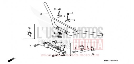 TUYAU DE GUIDON/PONT SUPERIEUR XR650RY de 2000
